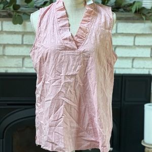 Crown and Ivy Sleeveless Ruffleneck Blush L NWT